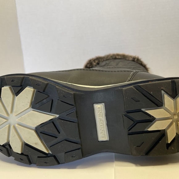 Lands End Youth 487526 Hillary Tall Snow Winter Boots sz 3m Faux Fur Black - Picture 3 of 10